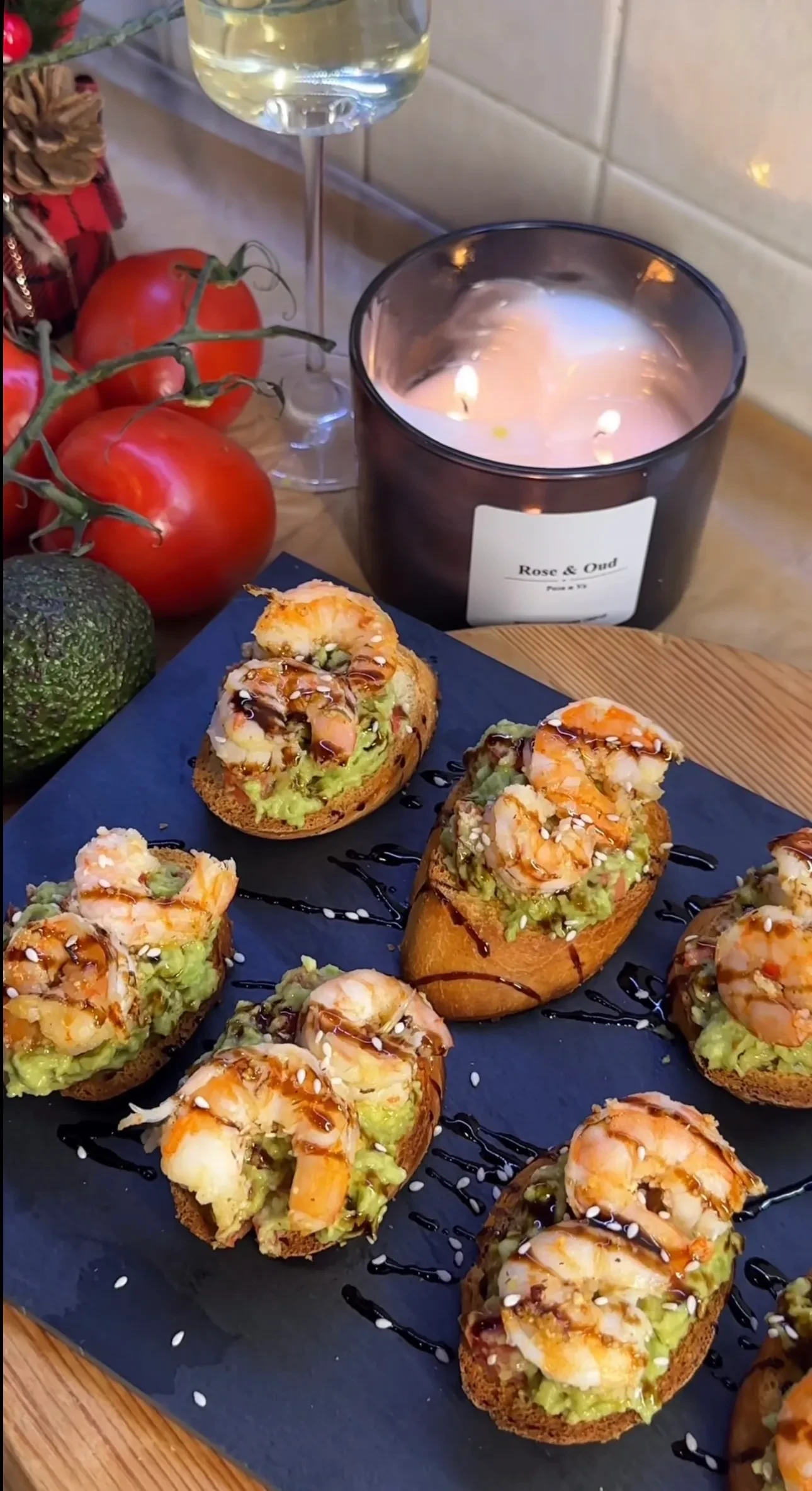 Брускетта с креветками