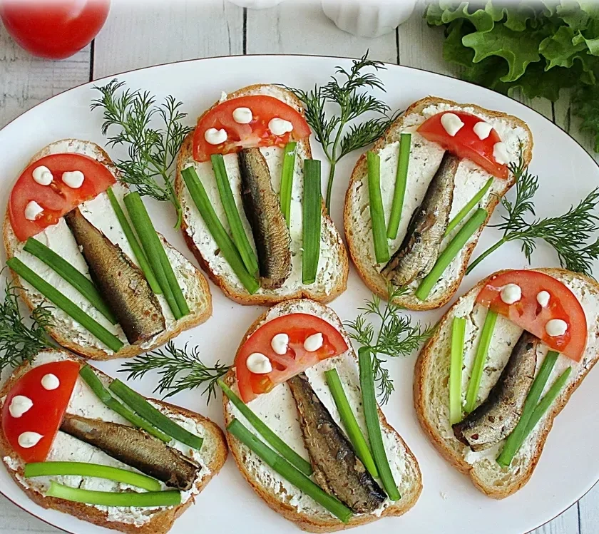 Закуска со шпротами «Мухомор»