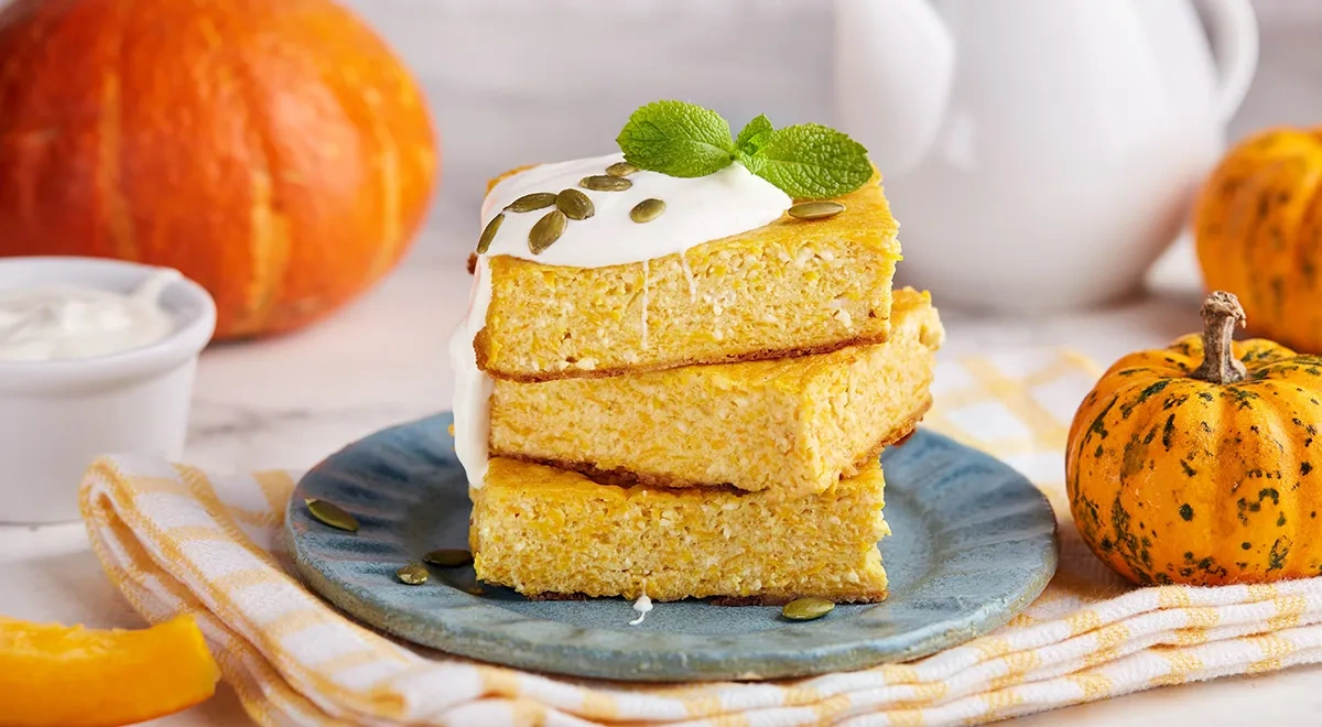 Быстрая творожная запеканка с тыквой