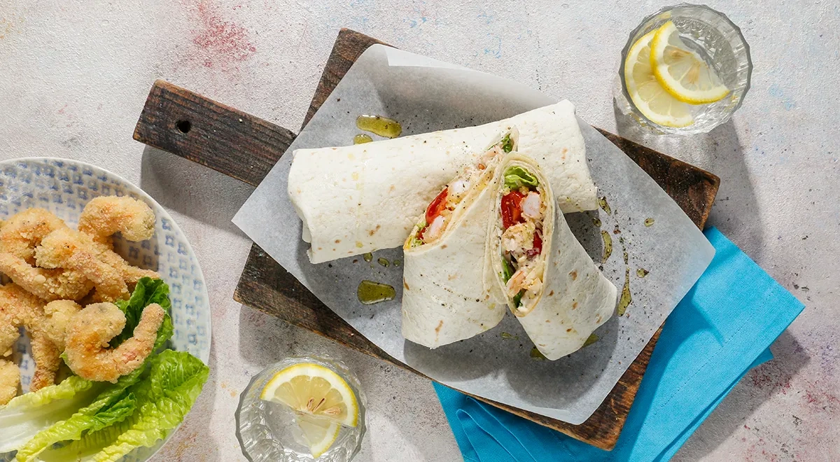 Цезарь-ролл с креветками