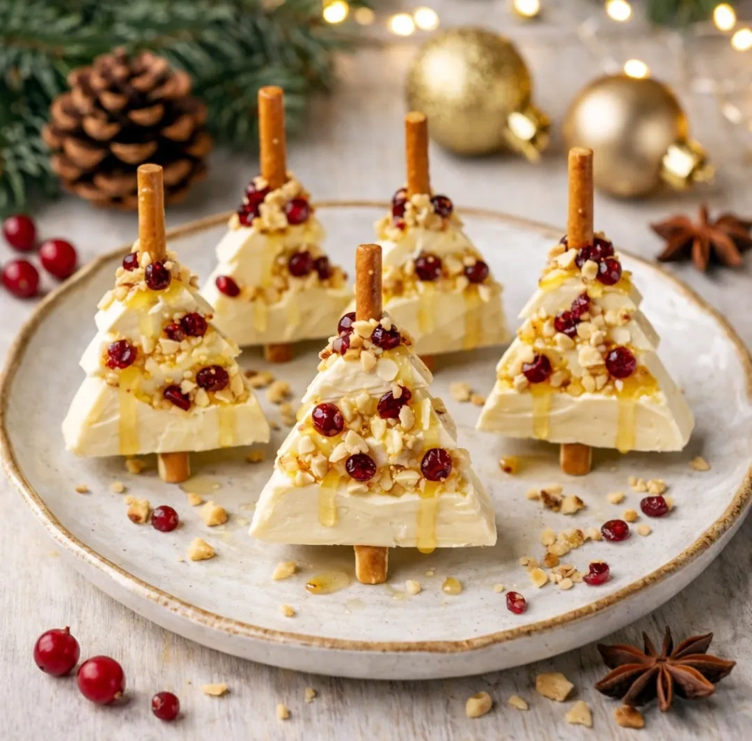 Ёлочки из сыра с мёдом и орешками