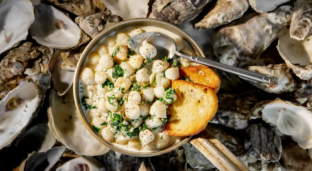 Гребешки в сливочном соусе