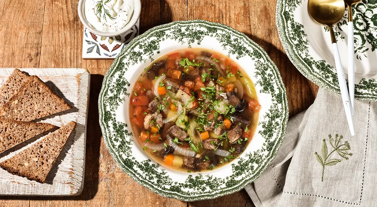 Грибной суп с мясом