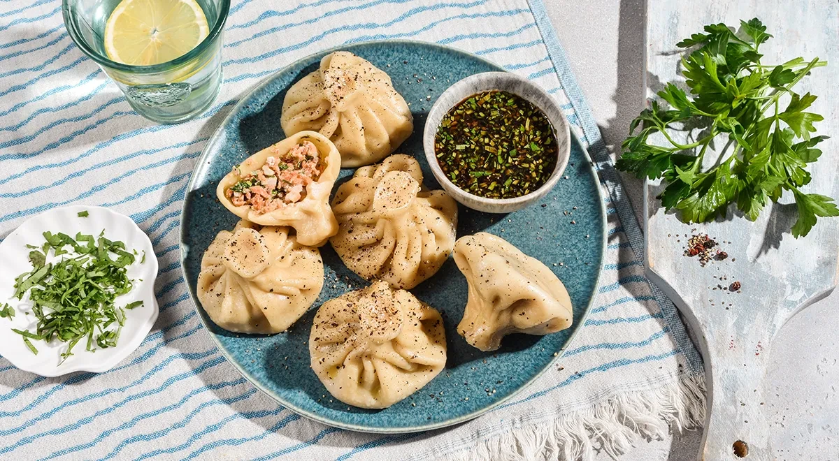 Хинкали с креветками