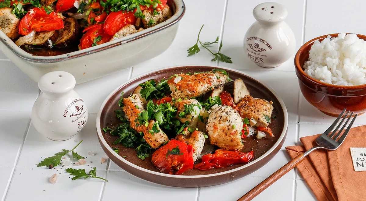 Индейка с баклажанами в духовке