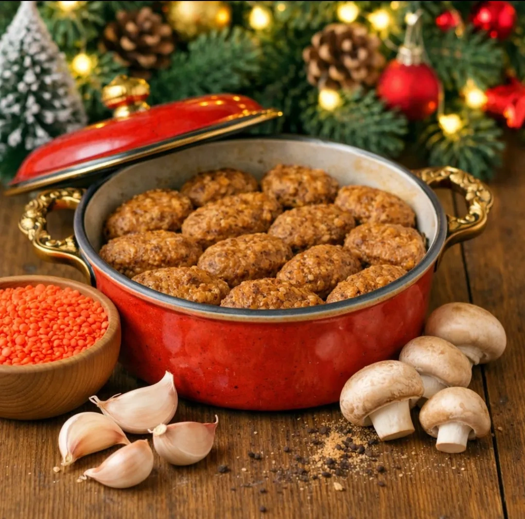 Котлеты из красной чечевицы в грибном соусе