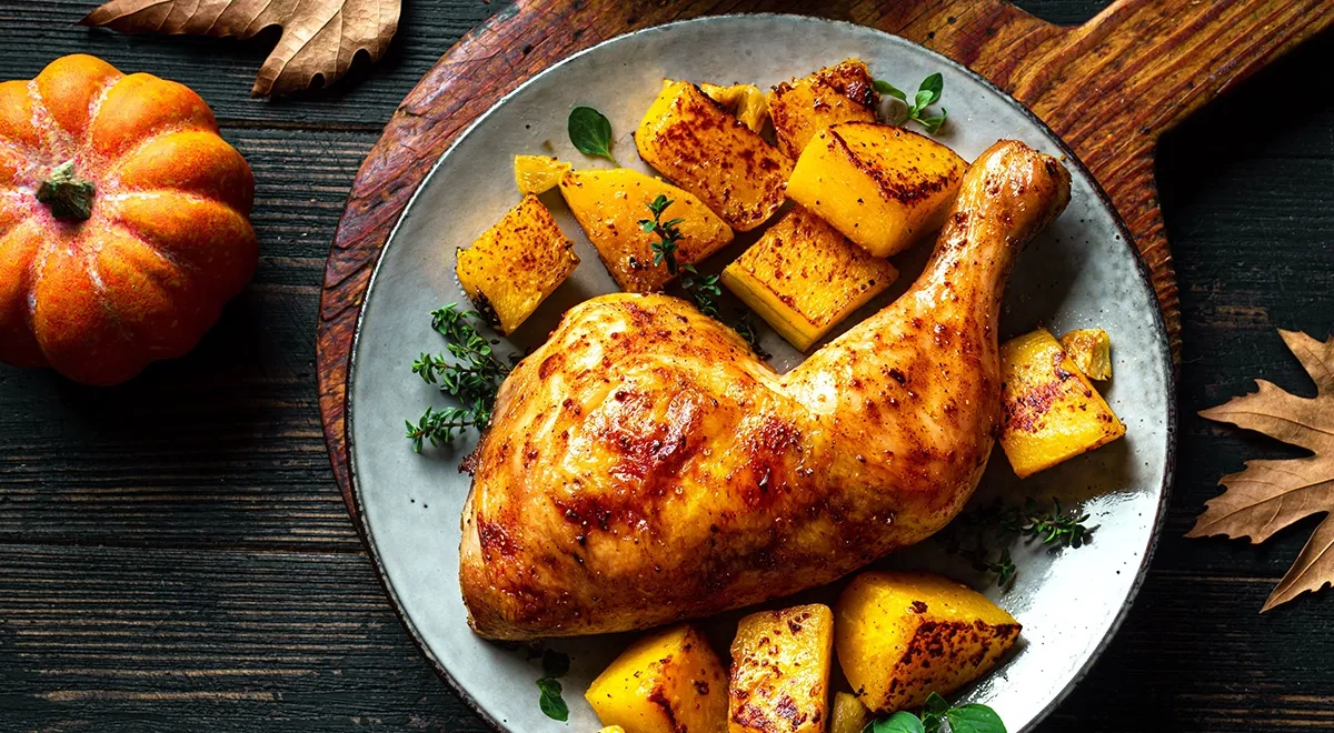 Курица с тыквой в духовке