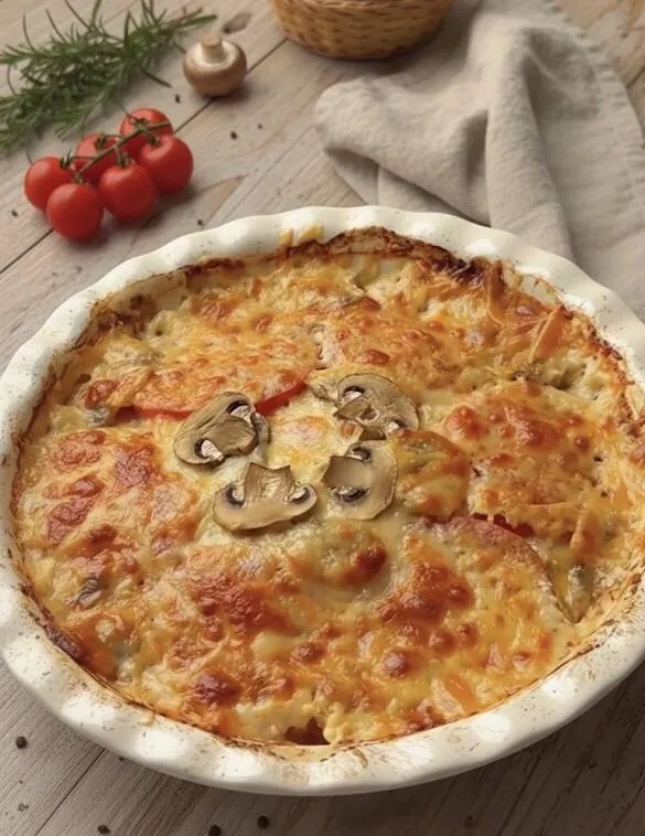 Куриная запеканка с картофелем и грибами