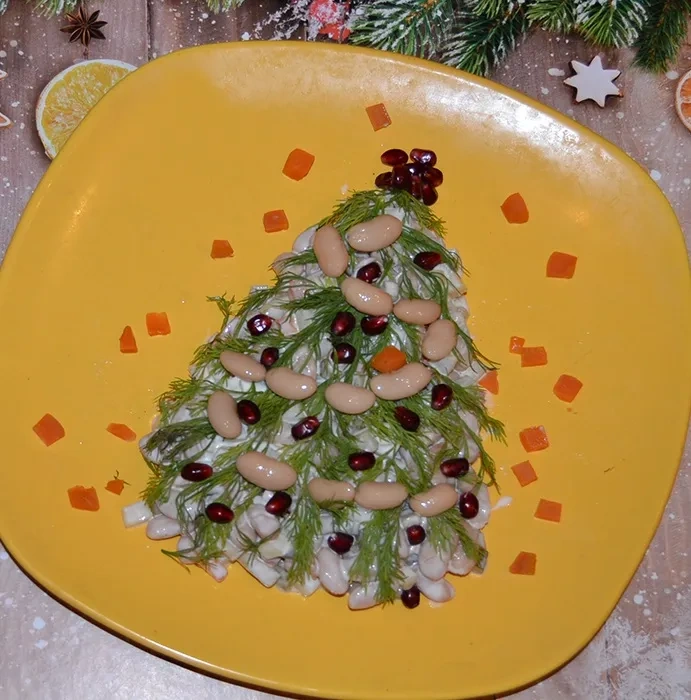 Оливье с фасолью