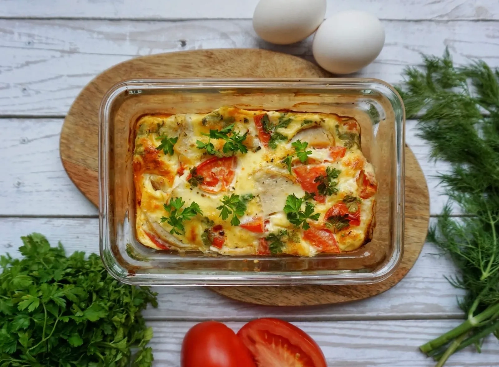 Омлет с курицей и сыром