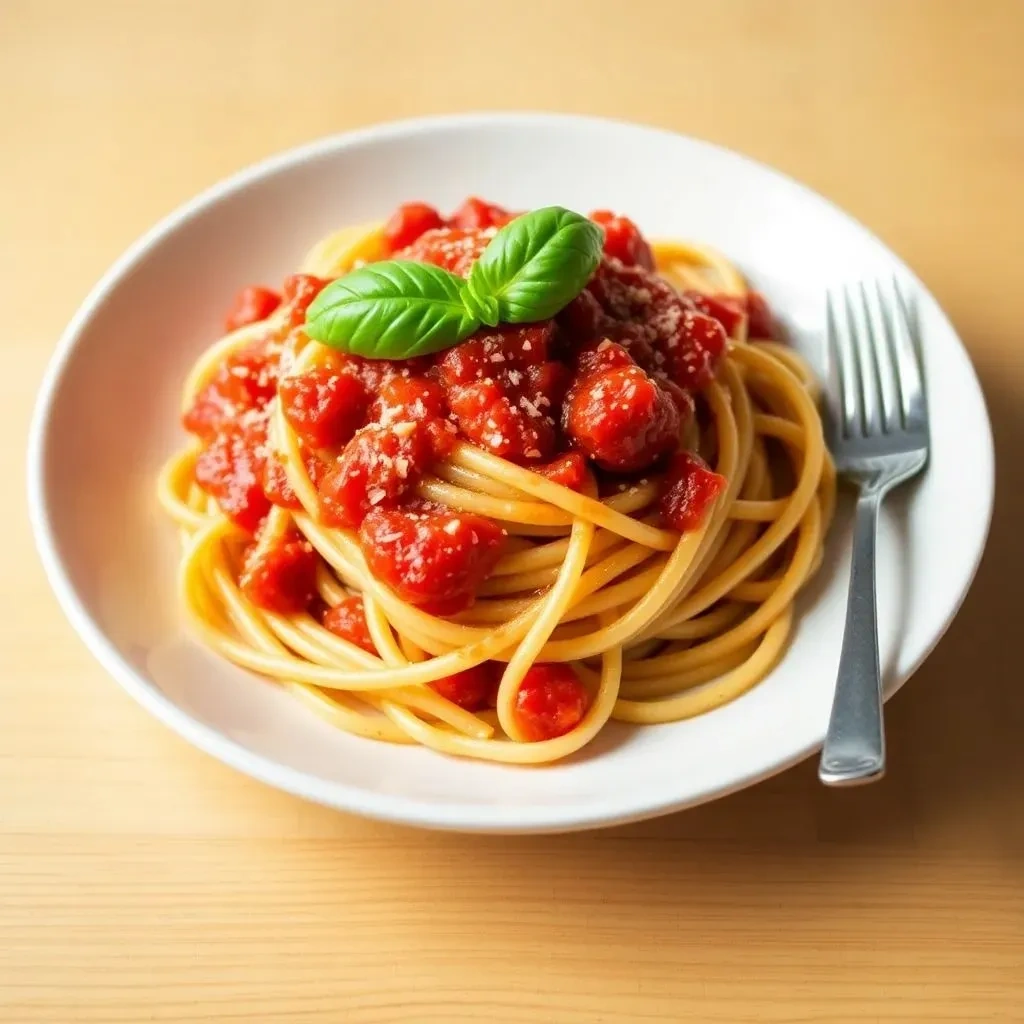 Паста с томатным соусом и базиликом