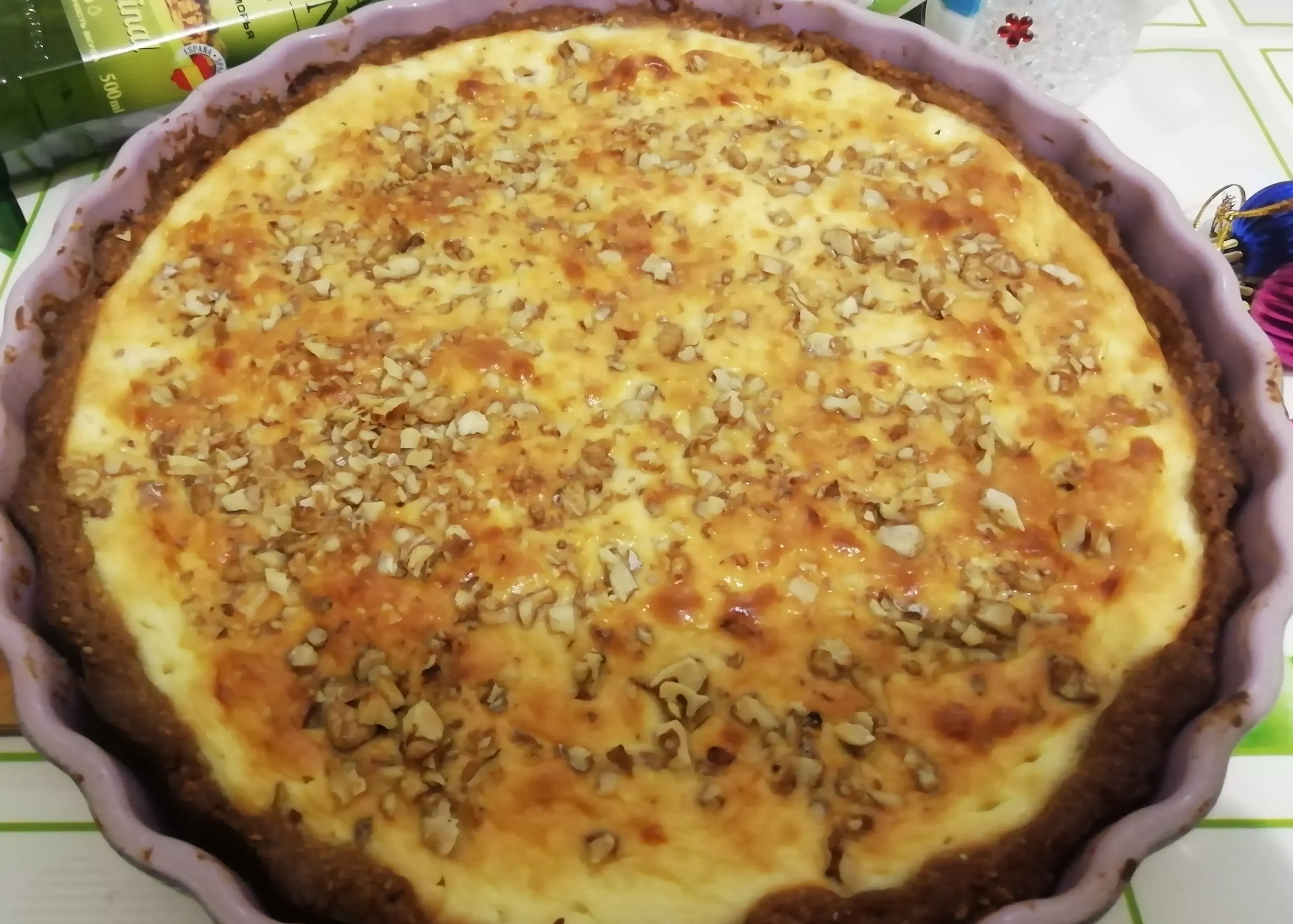 Песочный пирог с творожной начинкой