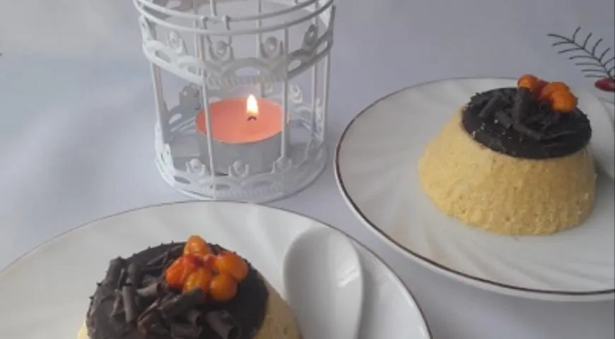 Пирожные "Птичье молоко" с облепихой