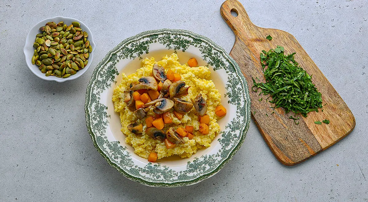 Пшенная каша с тыквой и грибами
