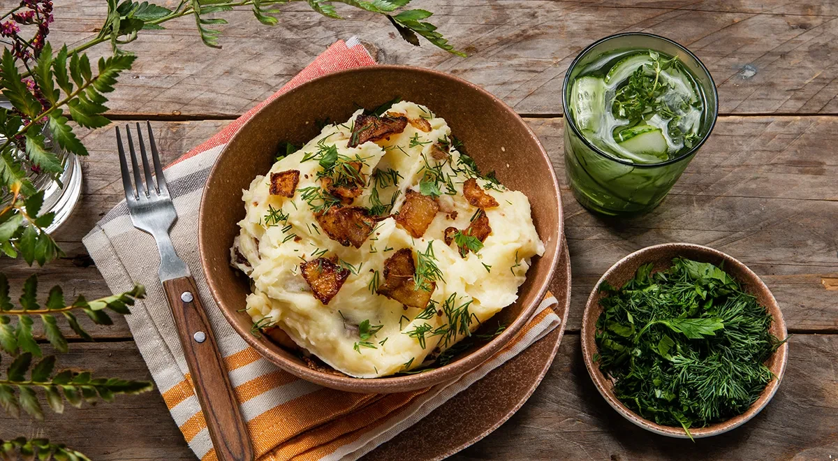 Пюре с сыром и луком