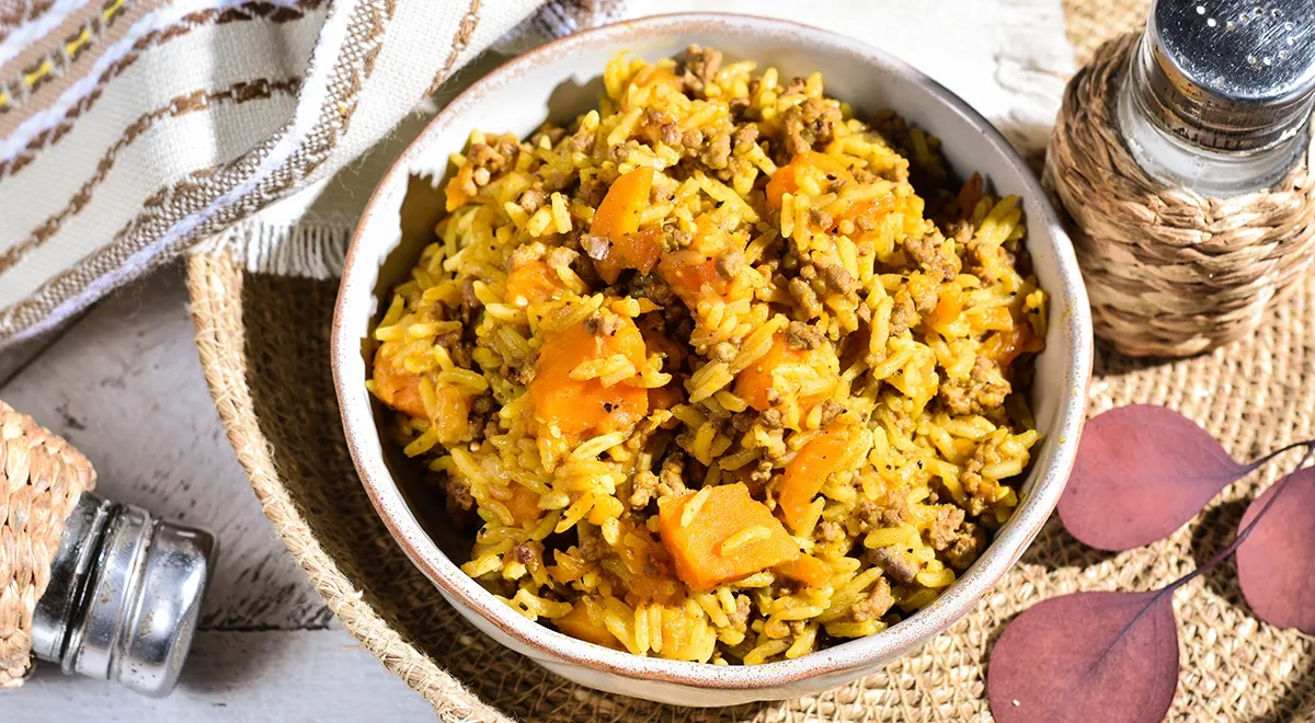 Рис с фаршем и тыквой