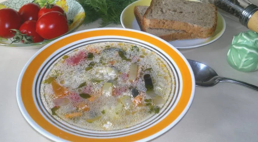 Рисовый суп с овощами