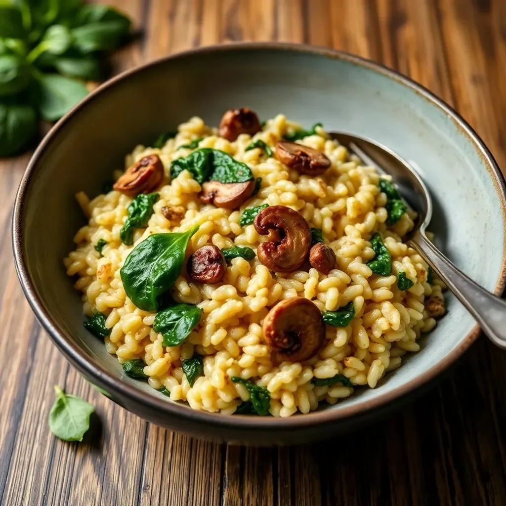 Ризотто с грибами и шпинатом