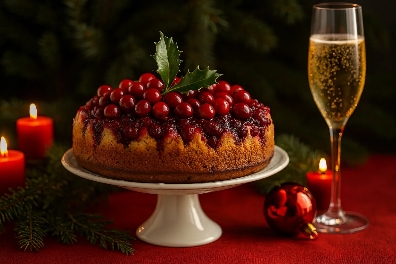 Рождественский пирог с клюквой