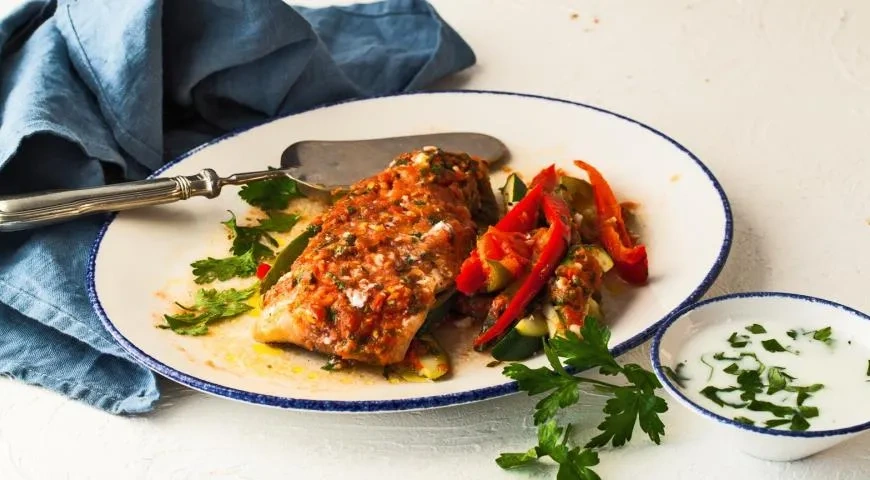 Рыба в конверте с овощами