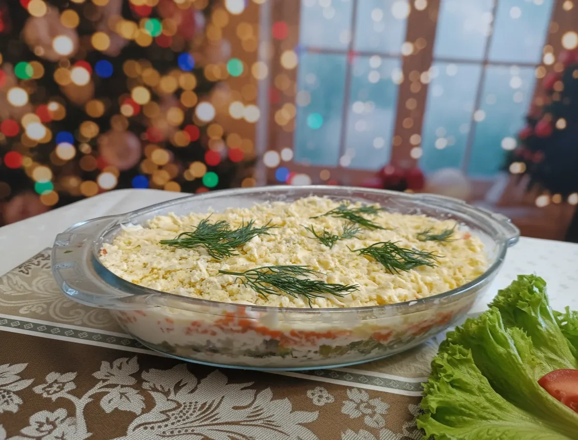 Салат «Мимоза» с печенью трески