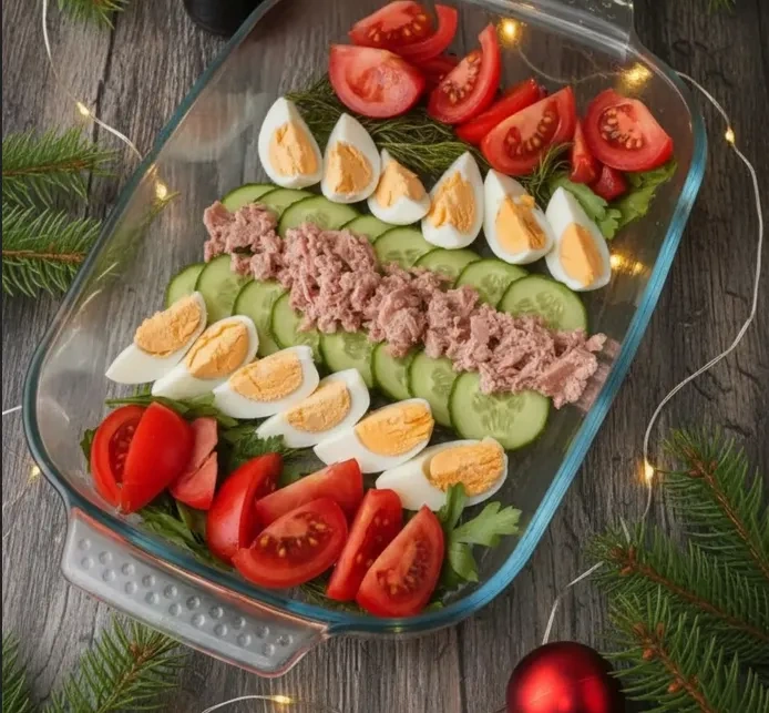 Салат с тунцом праздничный