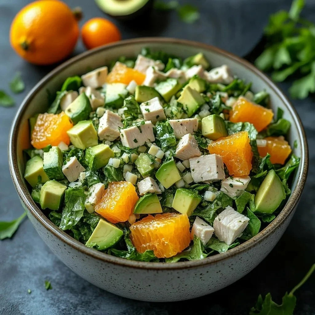 Салат с курицей, авокадо и апельсином