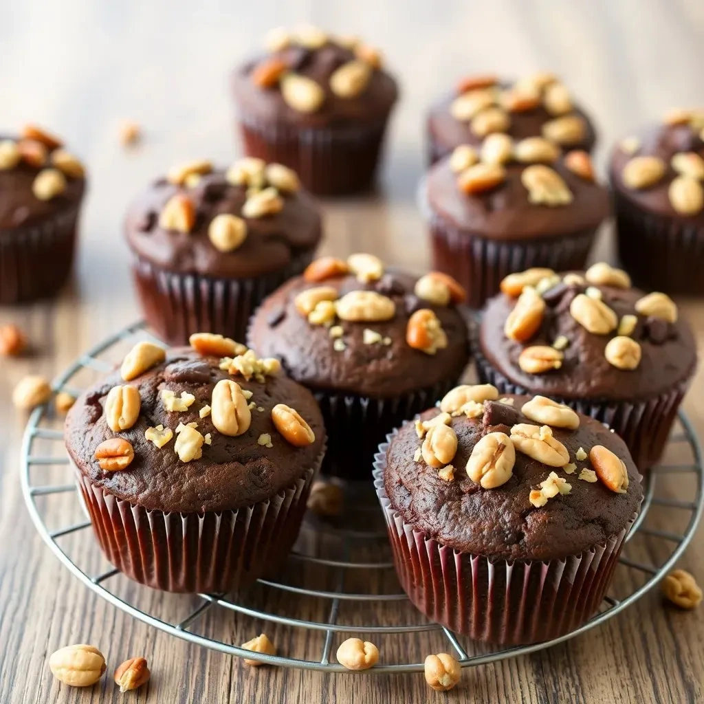Шоколадные маффины с орехами