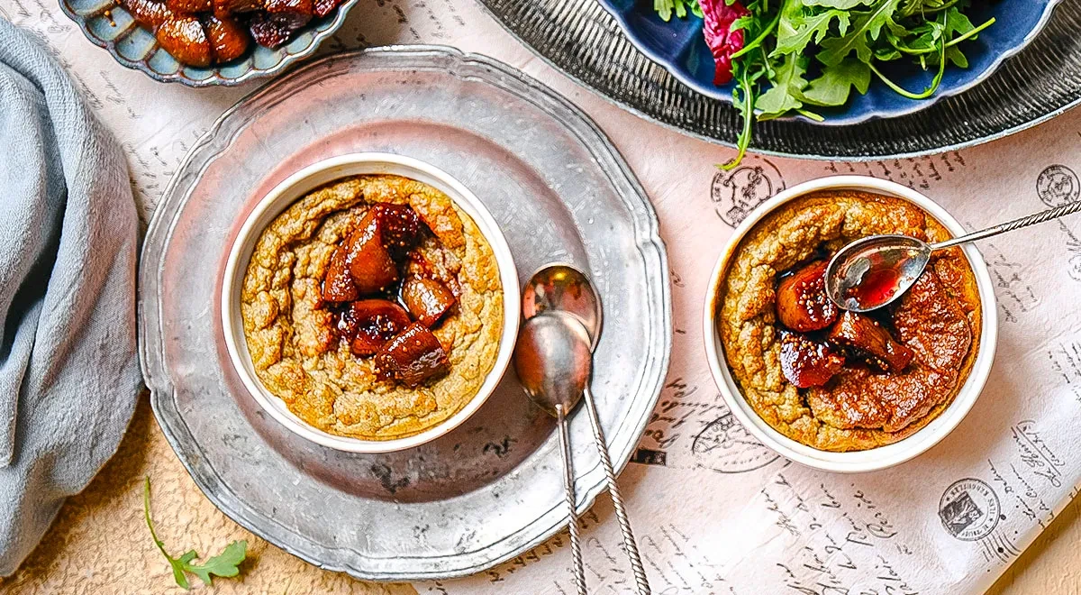 Суфле из куриной печени с томленым инжиром