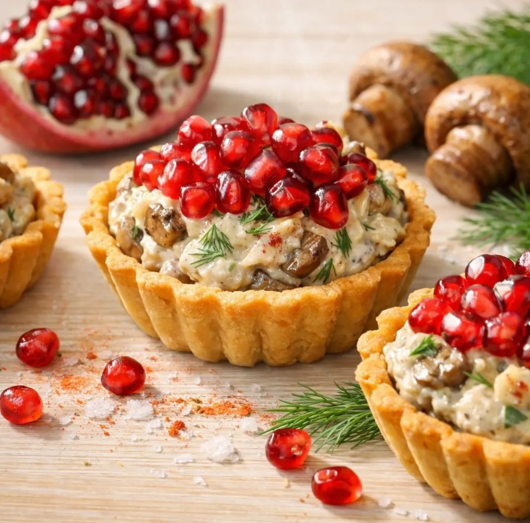 Тарталетки с грибами и двумя видами сыра