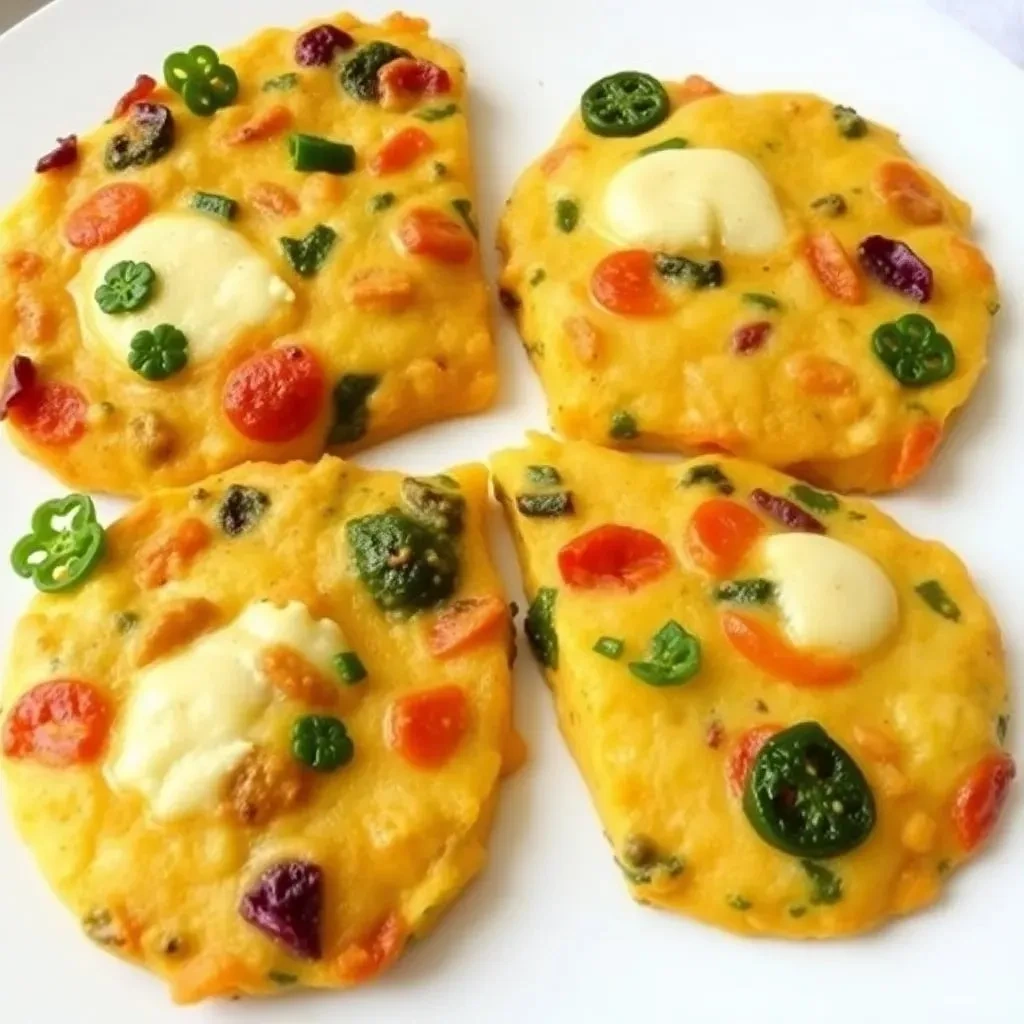 Цветная фриттата с овощами и сыром