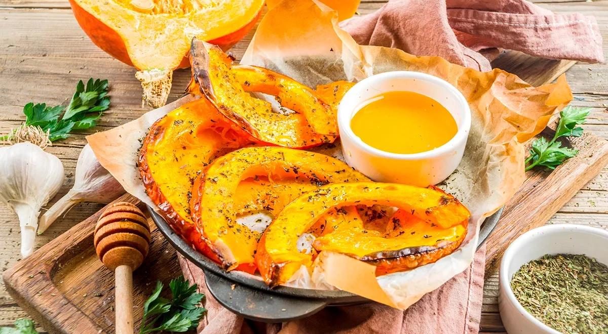 Тыква, запеченная в духовке кусочками