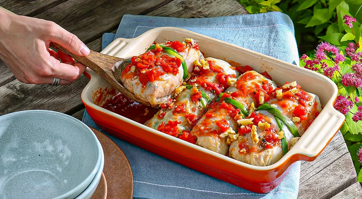 Веганские голубцы с рисом и орехами