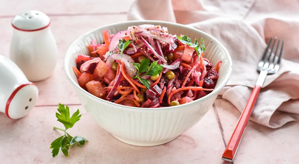 Винегрет с квашеной капустой и морковью по-корейски