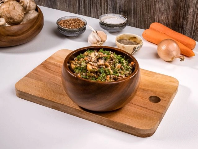 Гречка с грибами и морковью