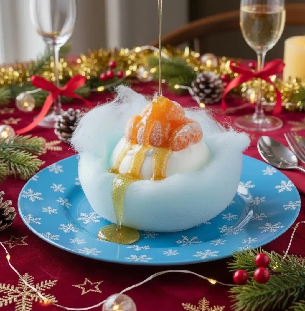 Мандариновые дольки в сладких облаках