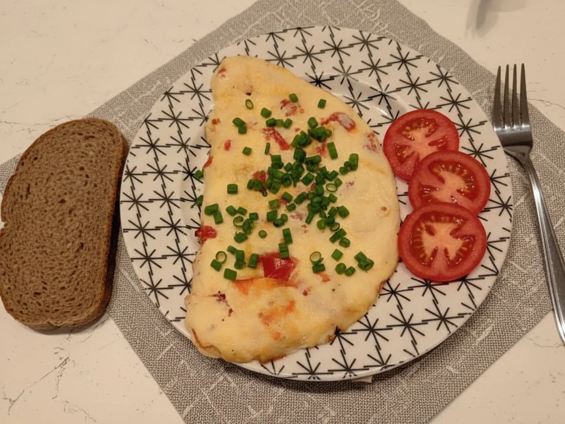 Омлет с томатами и сыром в мультипекаре