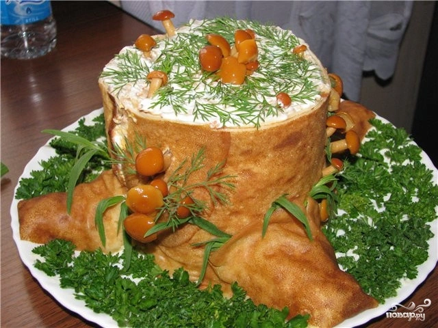 Салата Пенек с опятами