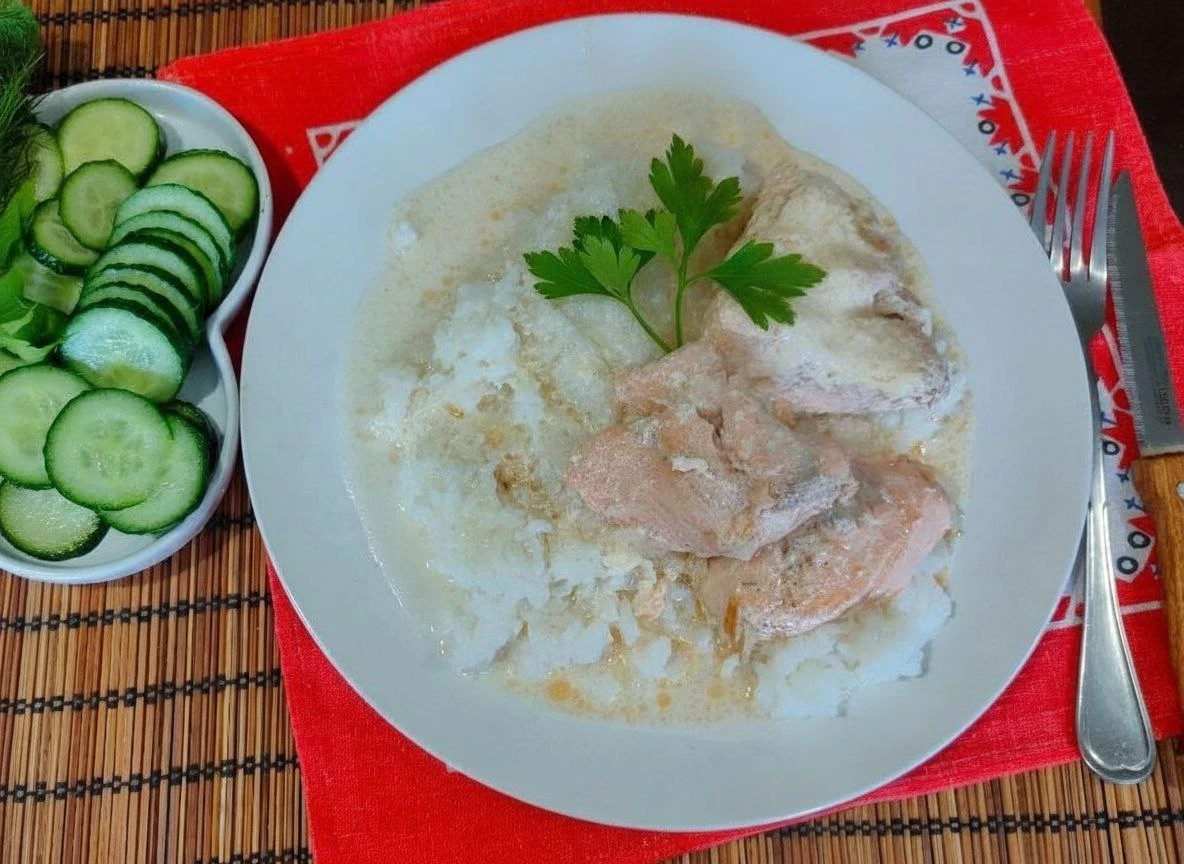 Семга в сметанном соусе