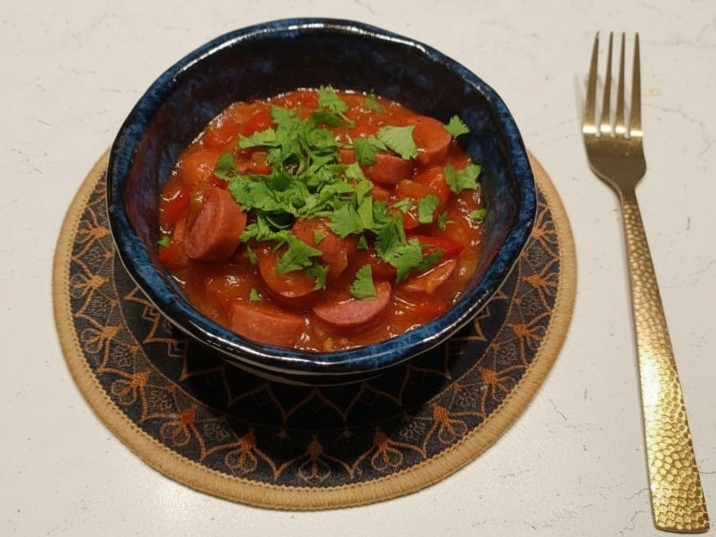 Сосиски, тушенные с овощами