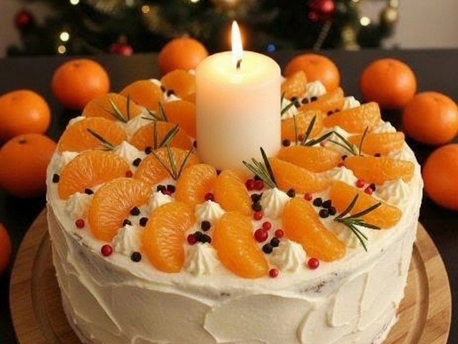Торт праздничный мандариновый быстрый и простой