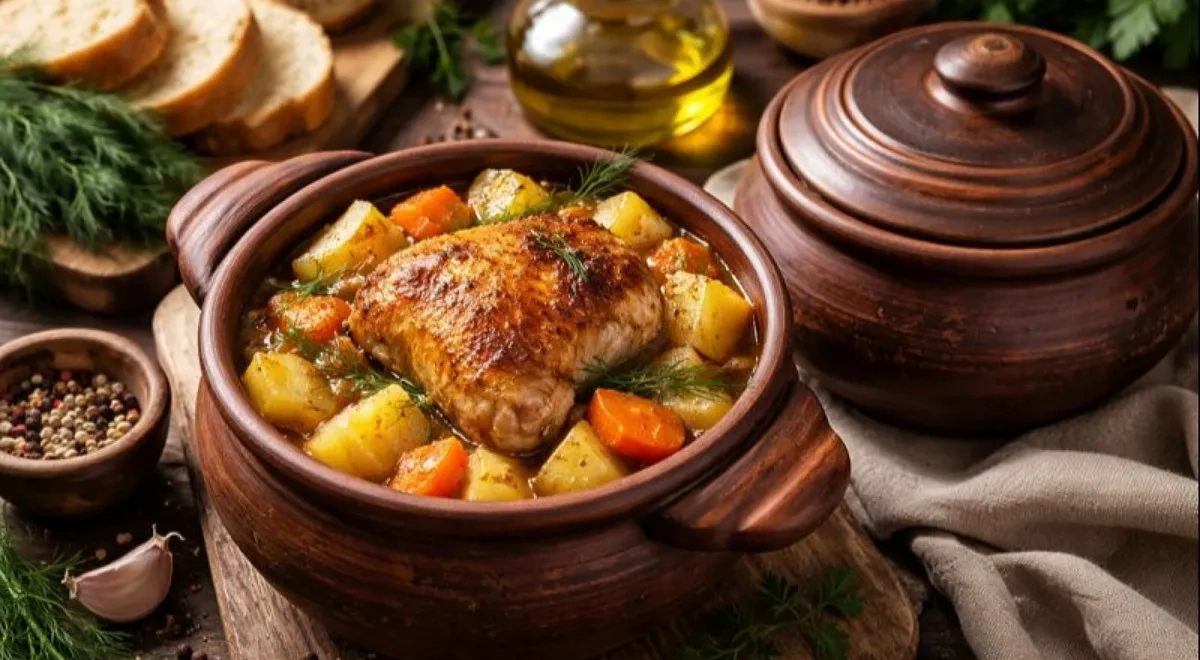 Жаркое с курицей и картошкой в горшочках