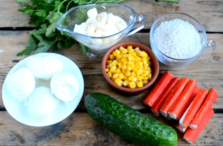 Шаг 1: К раб о вый салат рецепт классический