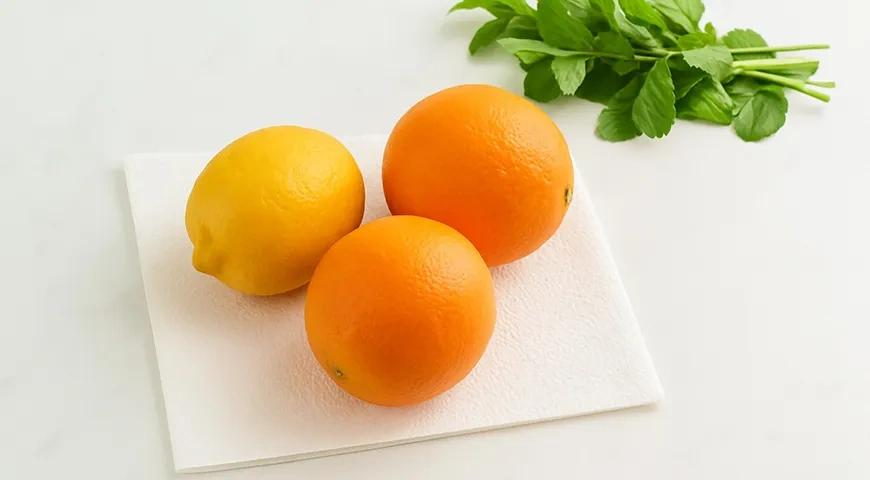 Лимонад из апельсинов, лимона и мяты: шаг 1