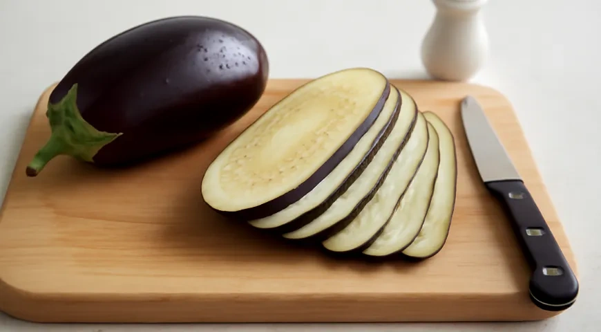 Рулетики из баклажанов с помидорами, сыром и чесноком: шаг 1