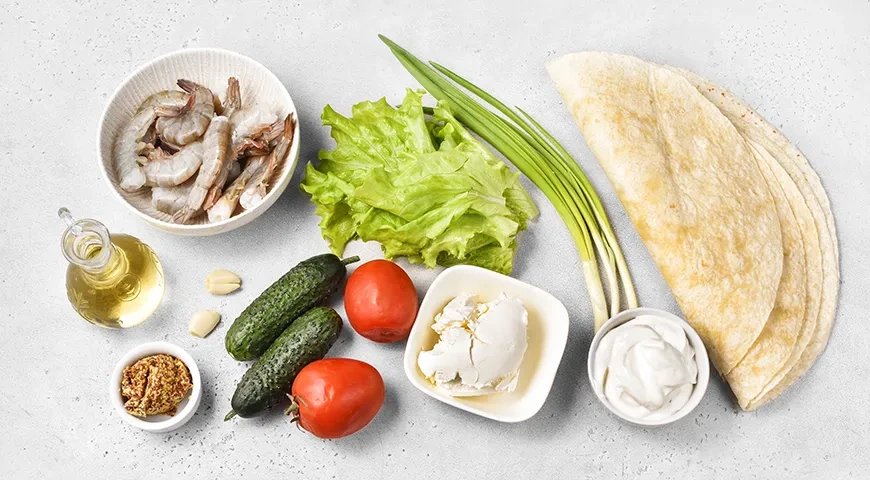 Шаурма с креветками: шаг 1