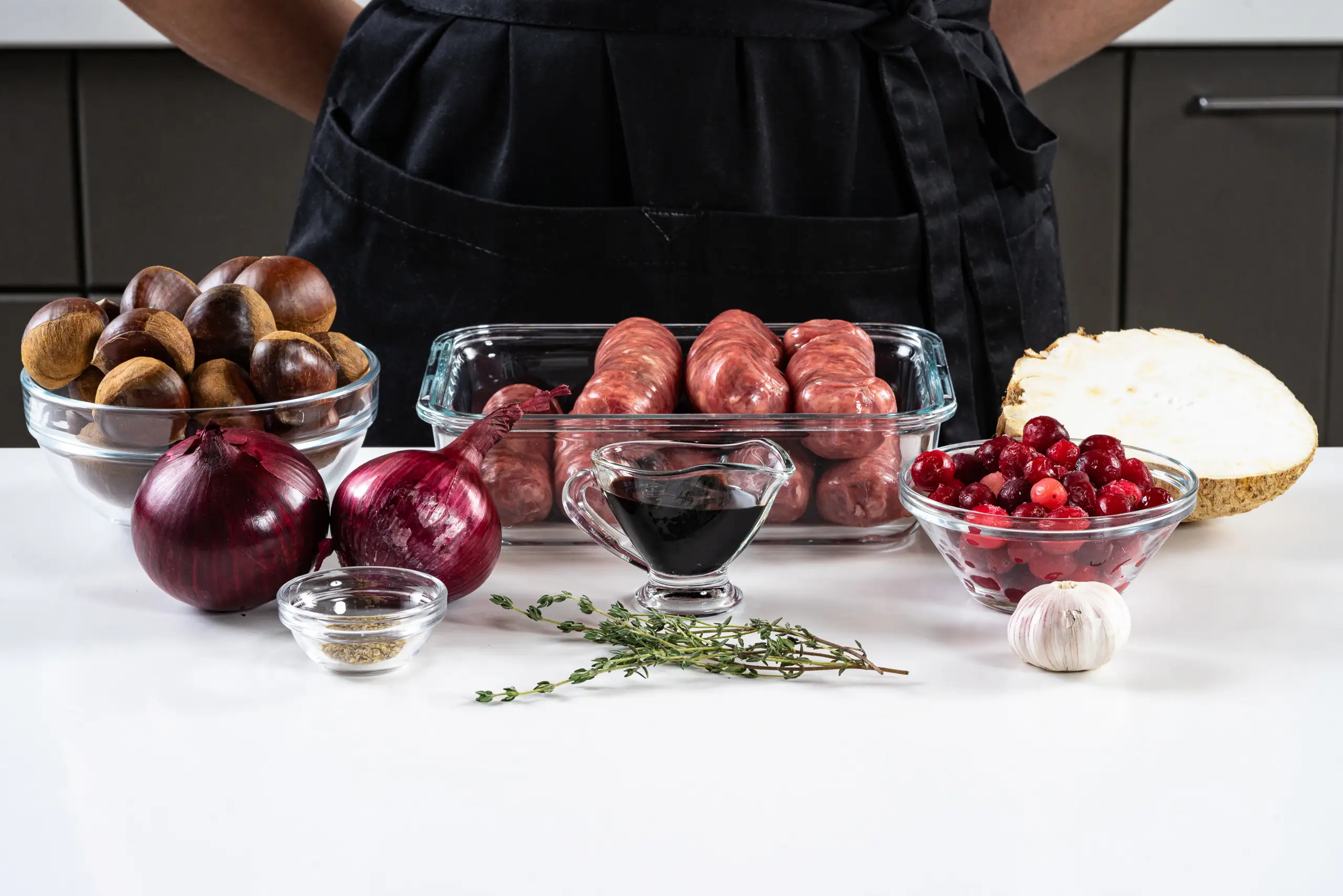 Шаг 1: Запеченные колбаски с каштанами и сельдереем