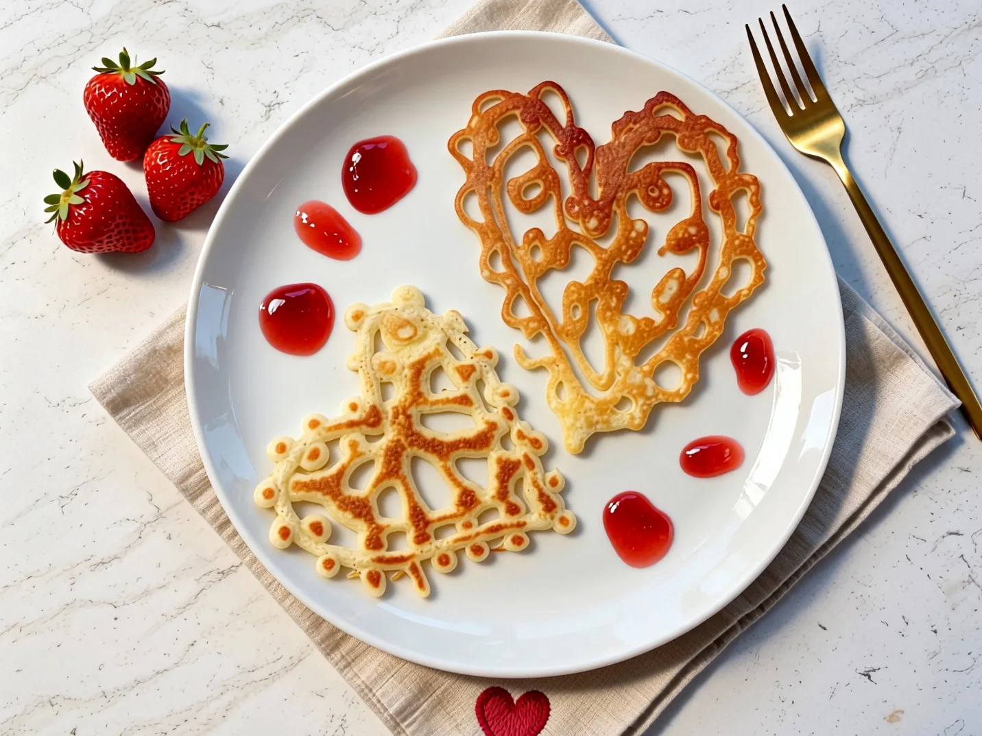 Шаг 10: Ажурные блины в форме сердца для романтического завтрака