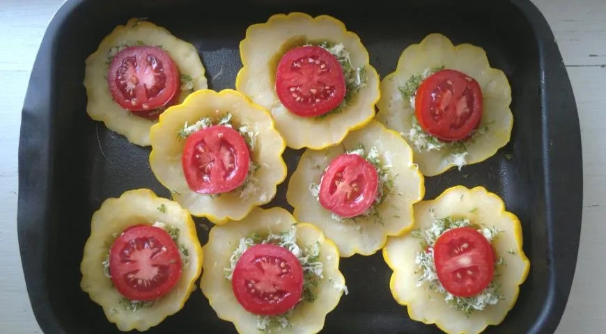 Патиссоны с сырной начинкой и помидорами: шаг 10