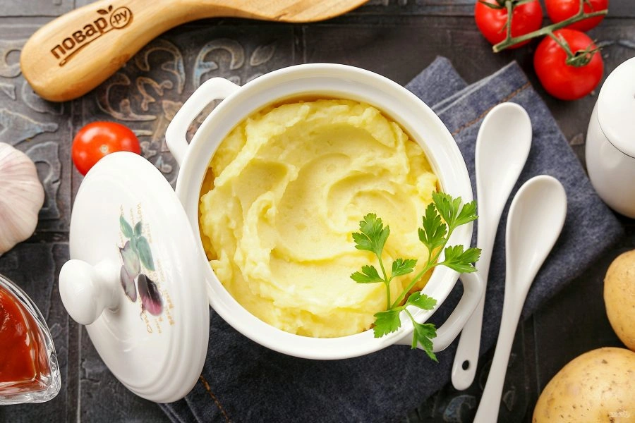 Шаг 10: Пюре картофель ное с молоком